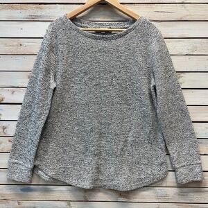LOFT Marled Knit Long Sleeve Pullover Sweater Grey Cozycore Minimalist L